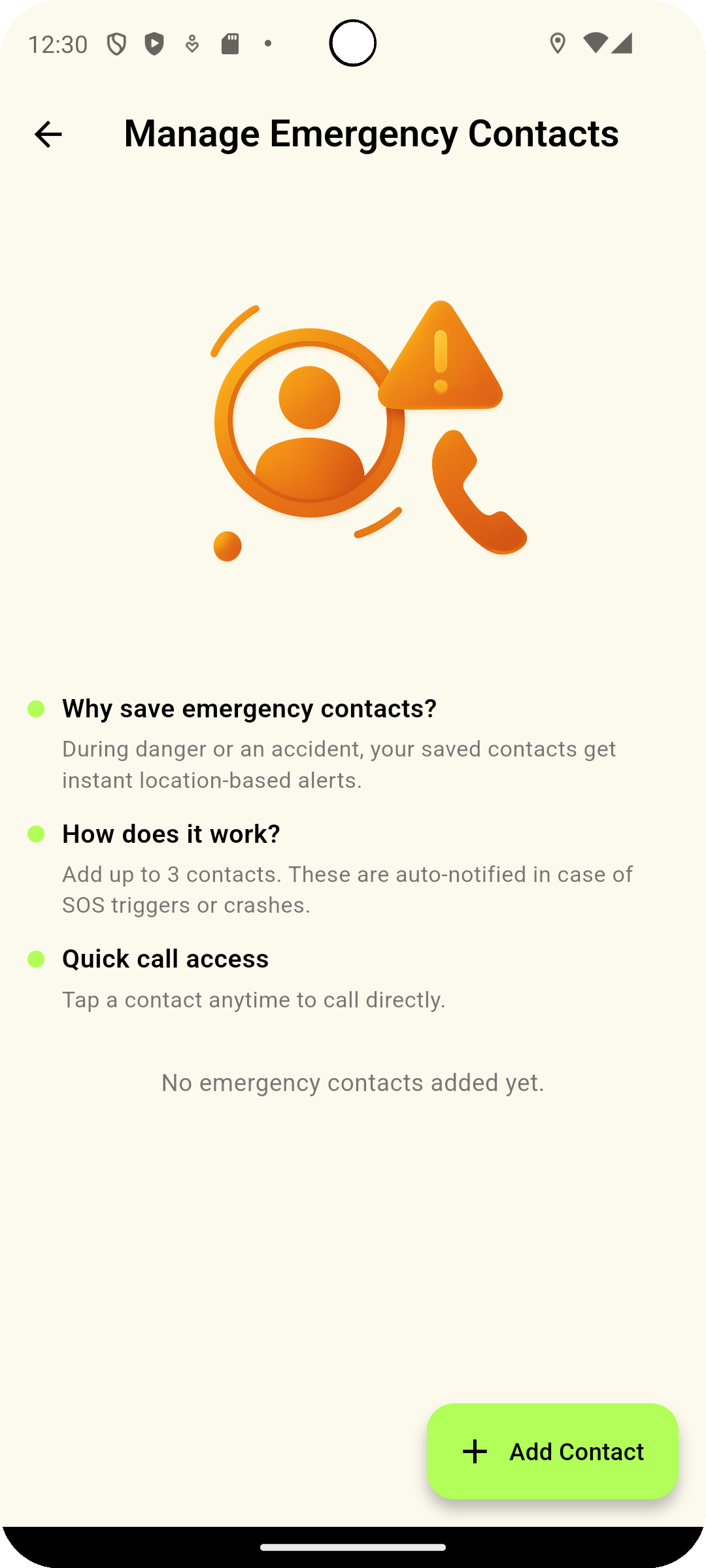Add Emergency Contact Number