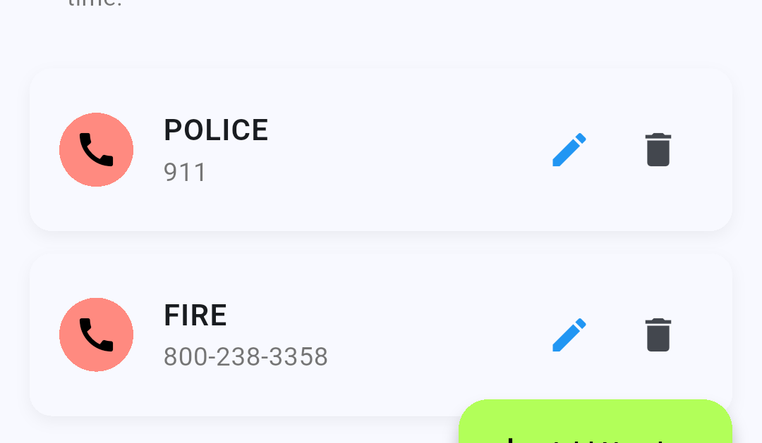  local emergency number list