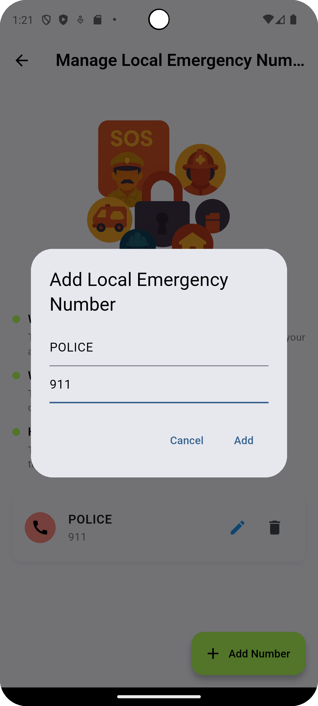 Add Member contact Number